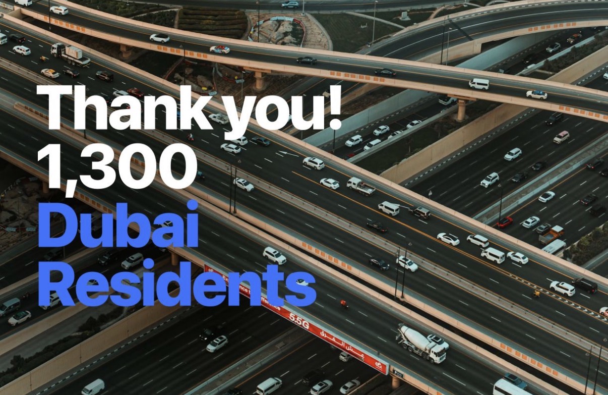 Thank You, 1,300 Dubai Residents